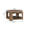 Eli Coffee Table | 40" Round Swivel Top | Lower Open Shelf | Brown