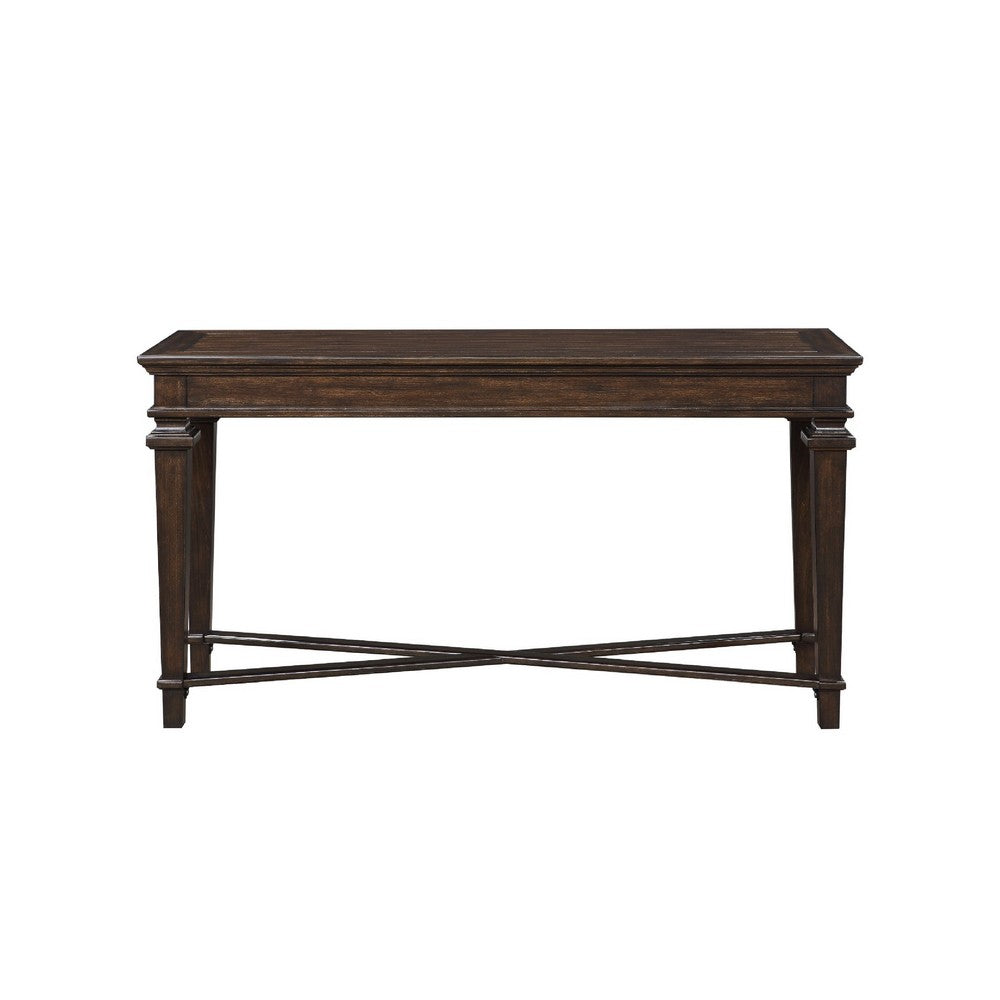 Tabby Sofa Console Table | 56" Top | Cross Stretcher | Espresso Brown