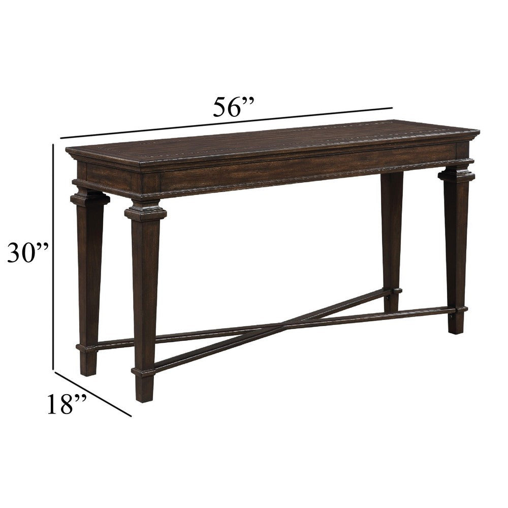 Tabby Sofa Console Table | 56" Top | Cross Stretcher | Espresso Brown