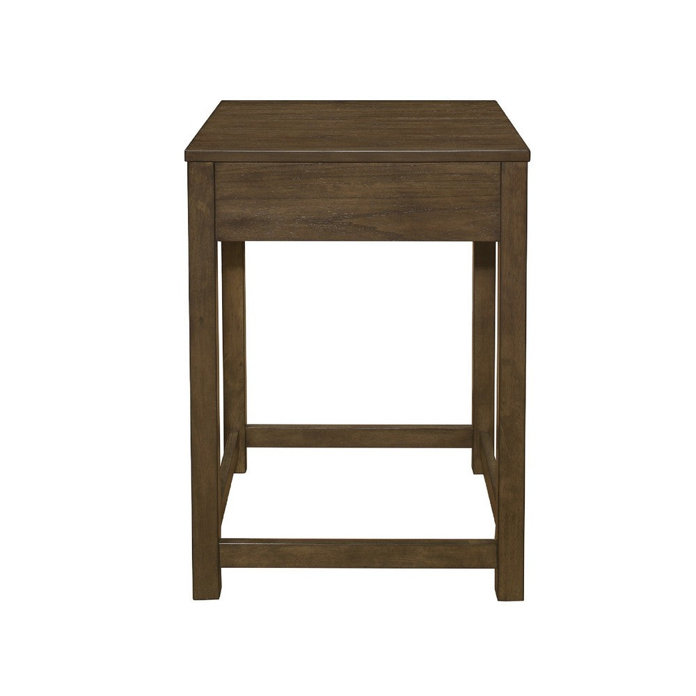 Belinda Corner Table | 22" Top | Stretcher Base | Brown Gray Veneer