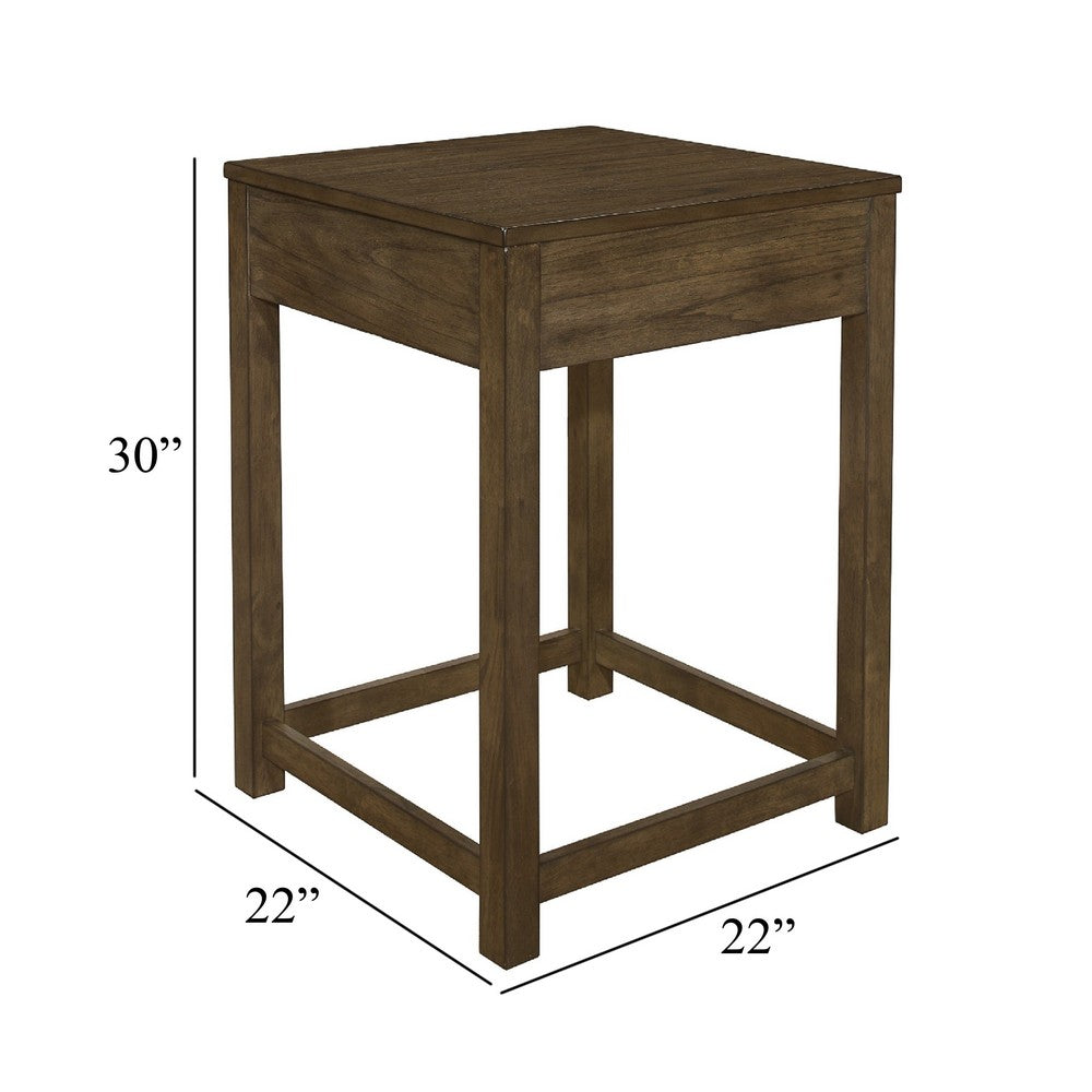 Belinda Corner Table | 22" Top | Stretcher Base | Brown Gray Veneer