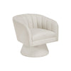 Shea Swivel Accent Chair | Beige Boucle Fabric | Channel Stitched