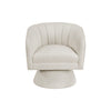 Shea Swivel Accent Chair | Beige Boucle Fabric | Channel Stitched
