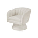 Shea Swivel Accent Chair | Beige Boucle Fabric | Channel Stitched