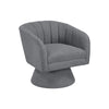 Shea Swivel Accent Chair | Dark Gray Boucle Fabric | Channel Stitched