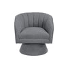 Shea Swivel Accent Chair | Dark Gray Boucle Fabric | Channel Stitched