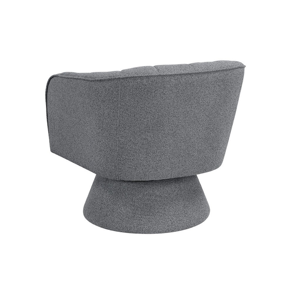 Shea Swivel Accent Chair | Dark Gray Boucle Fabric | Channel Stitched