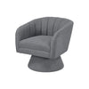 Shea Swivel Accent Chair | Dark Gray Boucle Fabric | Channel Stitched