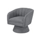 Shea Swivel Accent Chair | Dark Gray Boucle Fabric | Channel Stitched