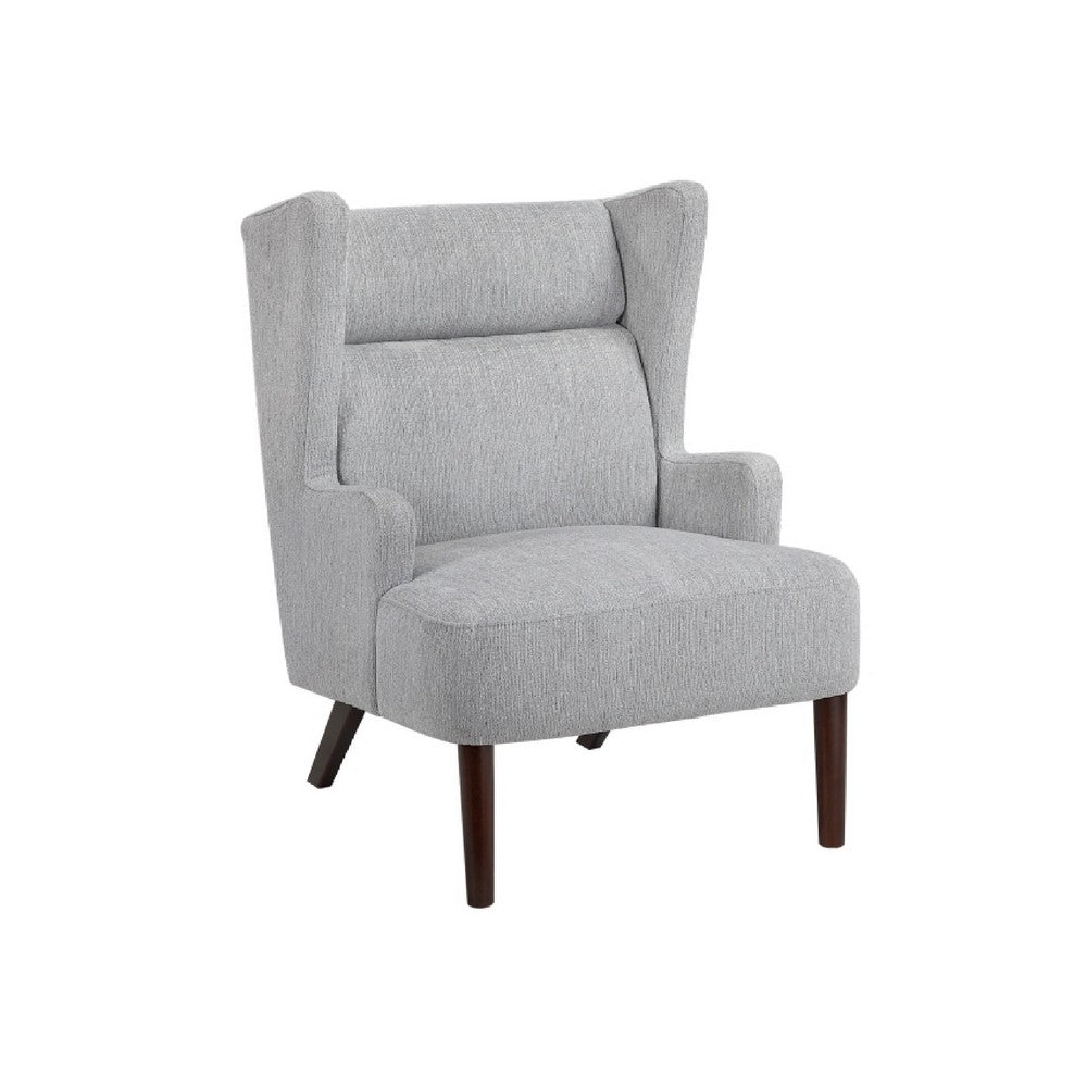 Joen Accent Chair | High Wing Backrest | Gray Chenille | Wood Legs