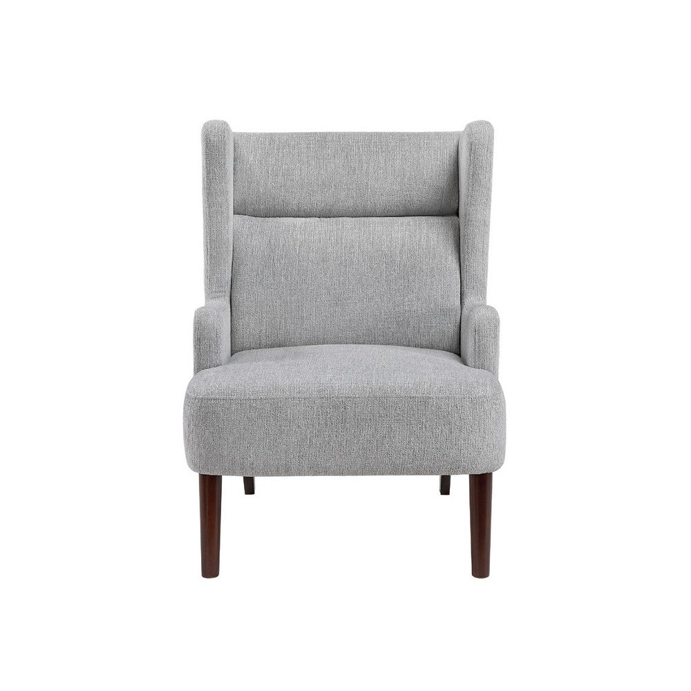 Joen Accent Chair | High Wing Backrest | Gray Chenille | Wood Legs