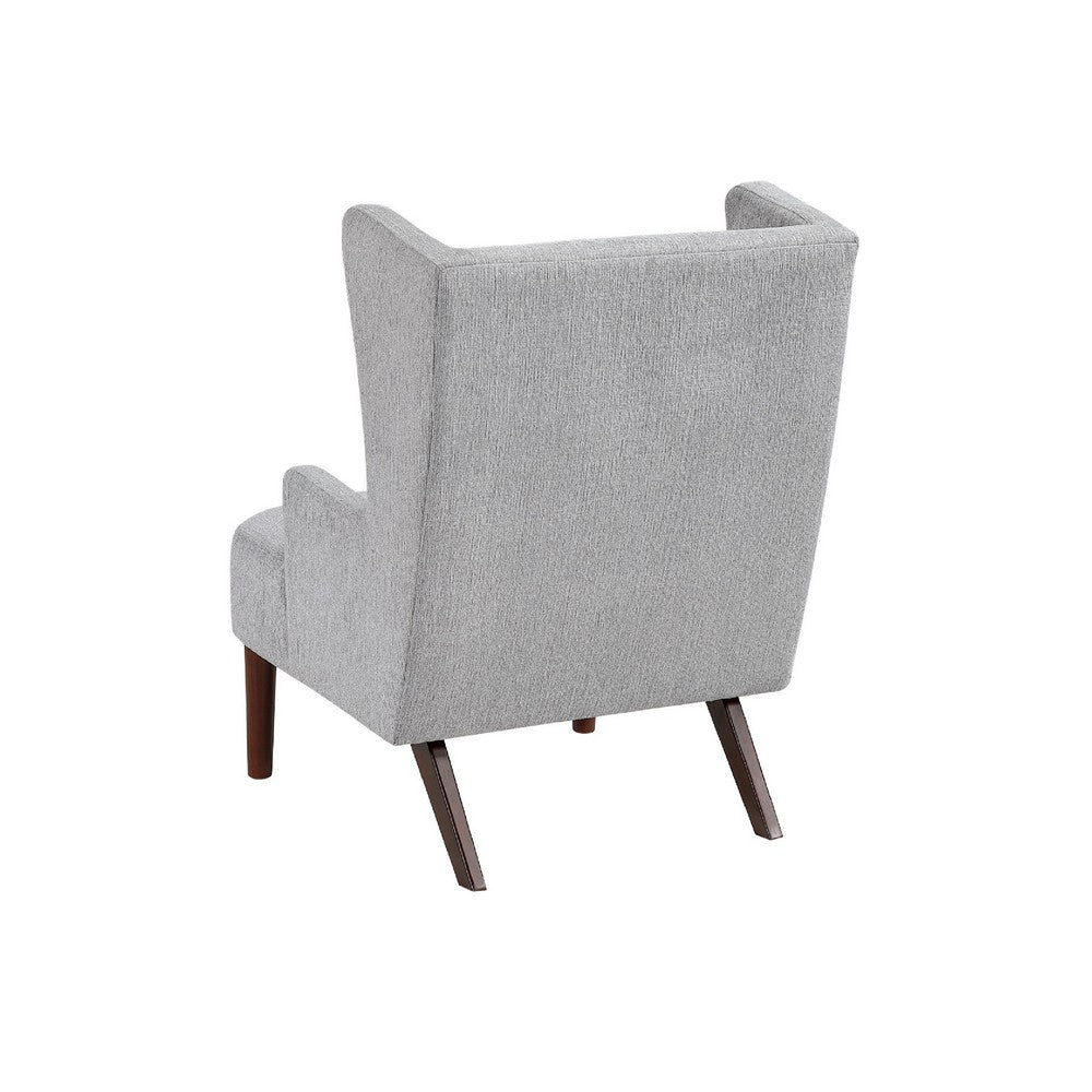 Joen Accent Chair | High Wing Backrest | Gray Chenille | Wood Legs