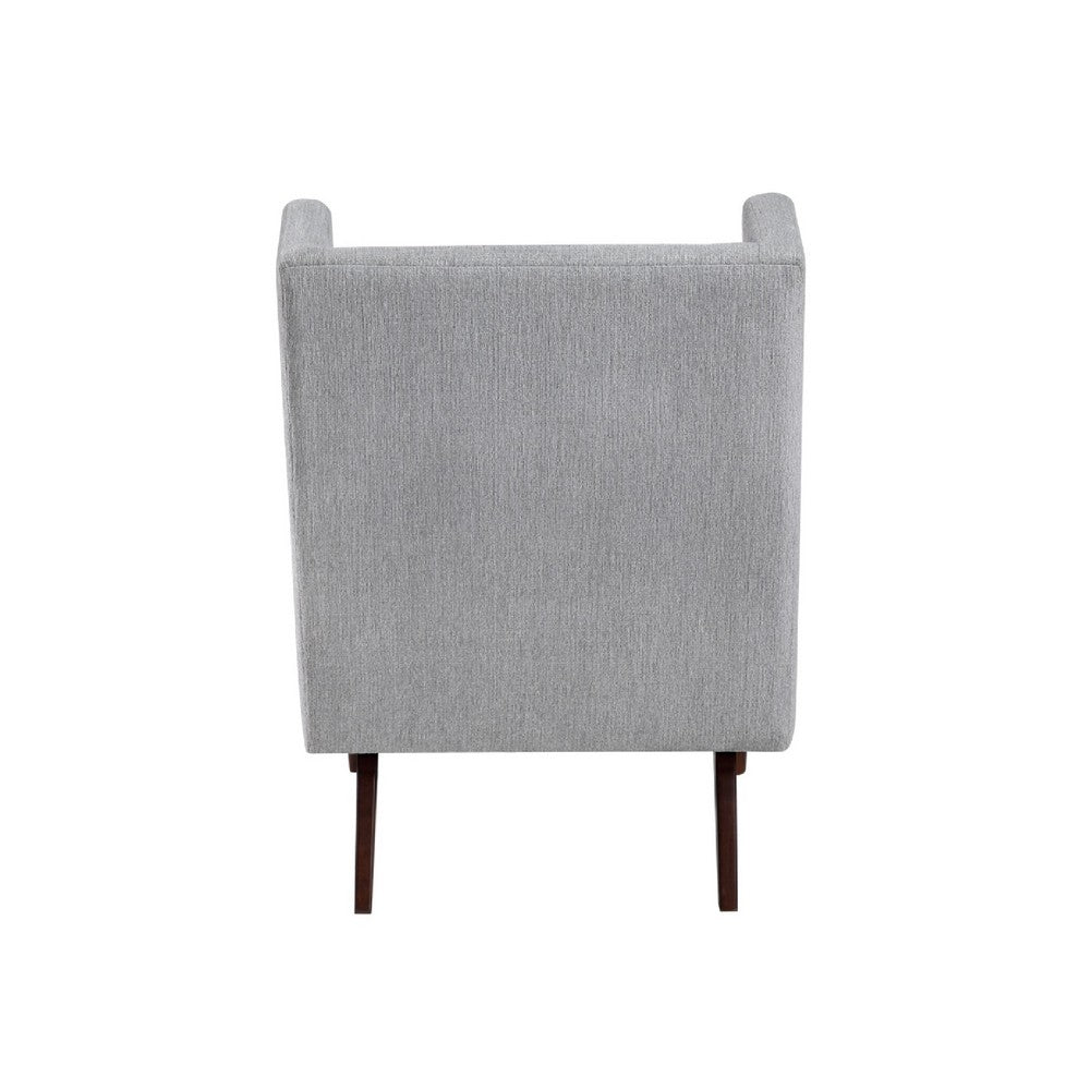 Joen Accent Chair | High Wing Backrest | Gray Chenille | Wood Legs