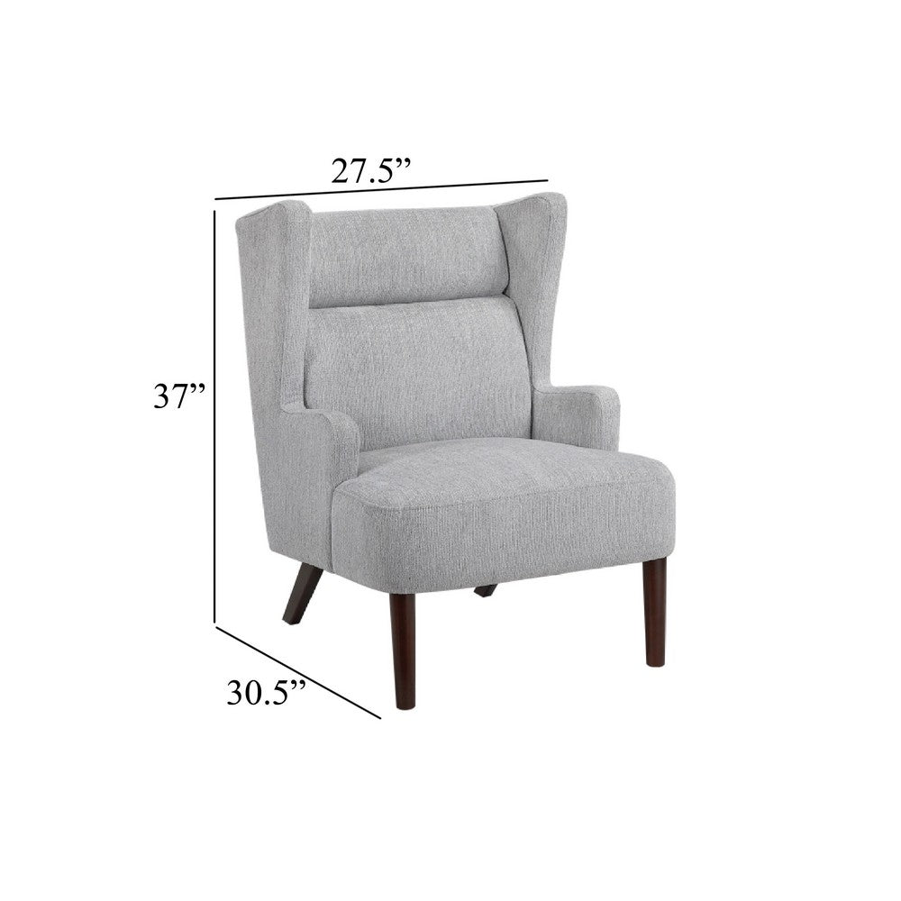 Joen Accent Chair | High Wing Backrest | Gray Chenille | Wood Legs