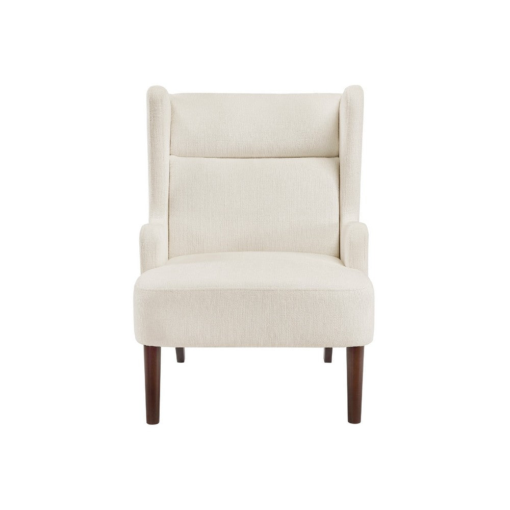 Joen Accent Chair | High Wing Backrest | Beige Chenille | Wood Legs