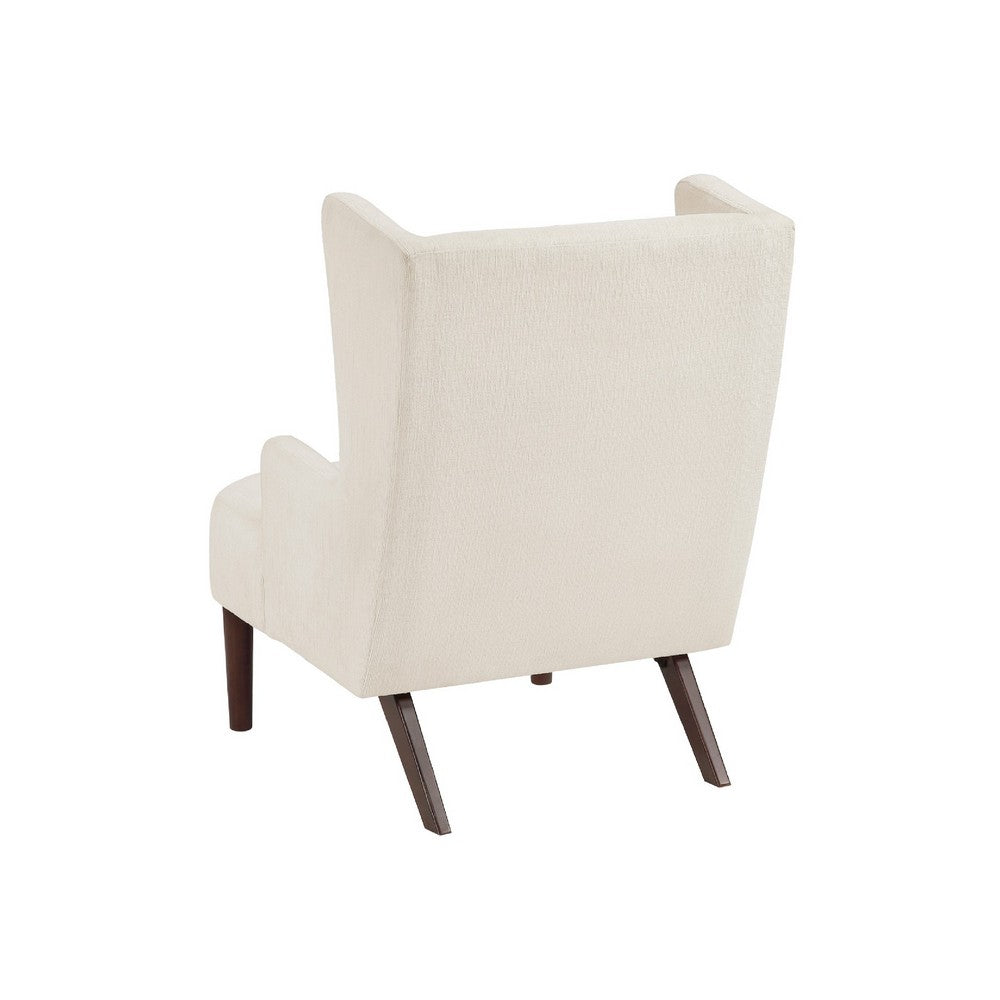 Joen Accent Chair | High Wing Backrest | Beige Chenille | Wood Legs