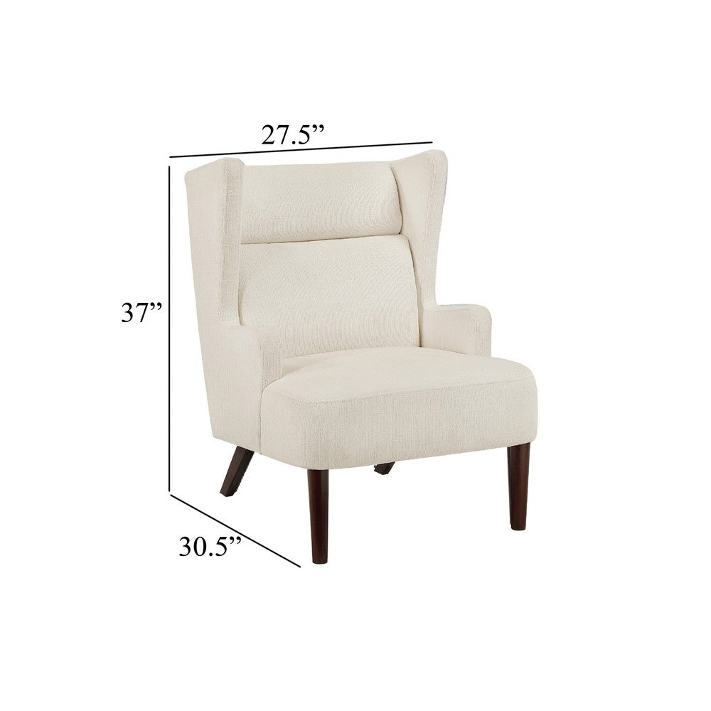 Joen Accent Chair | High Wing Backrest | Beige Chenille | Wood Legs