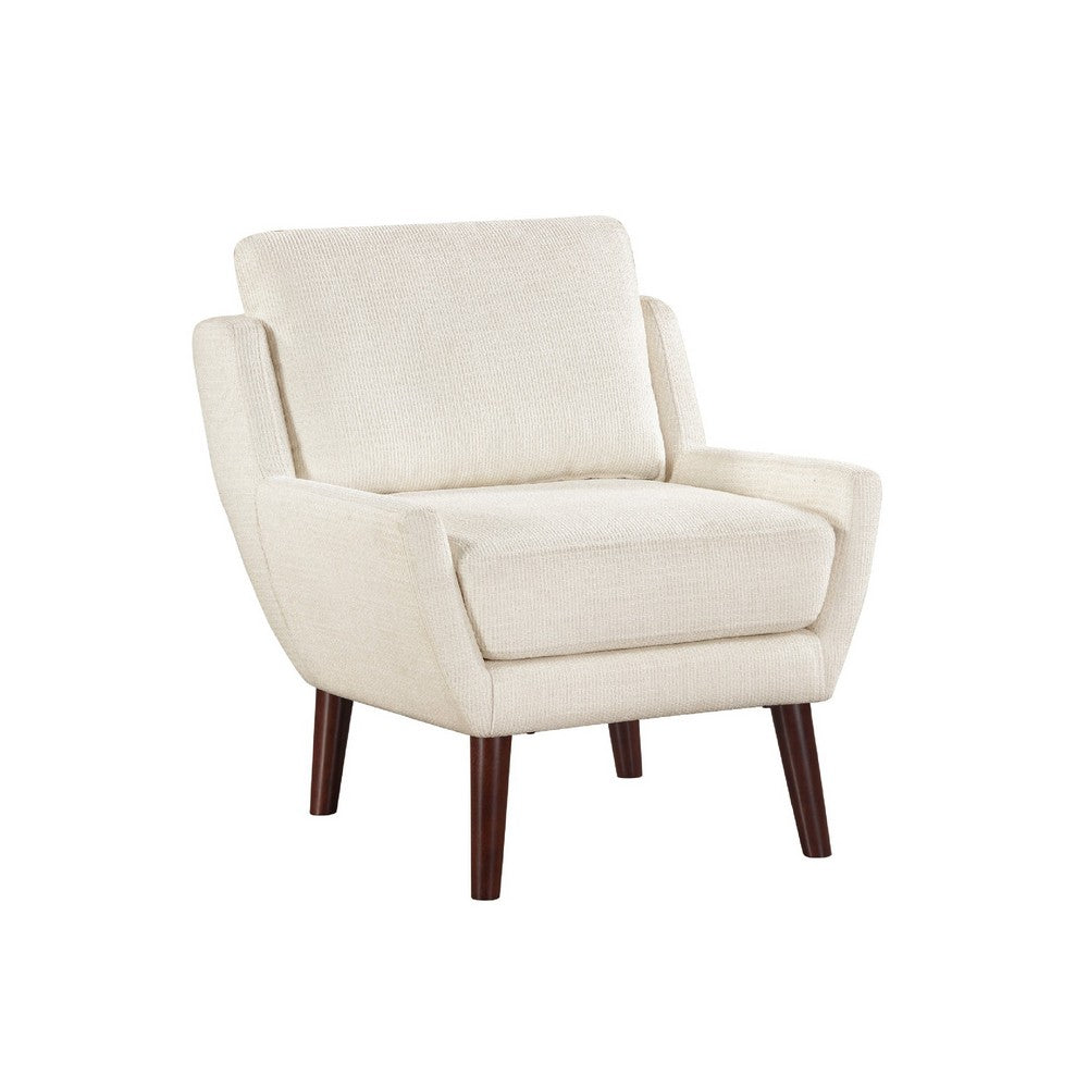 Veny Accent Armchair | Beige Chenille | Solid Wood Angled Legs