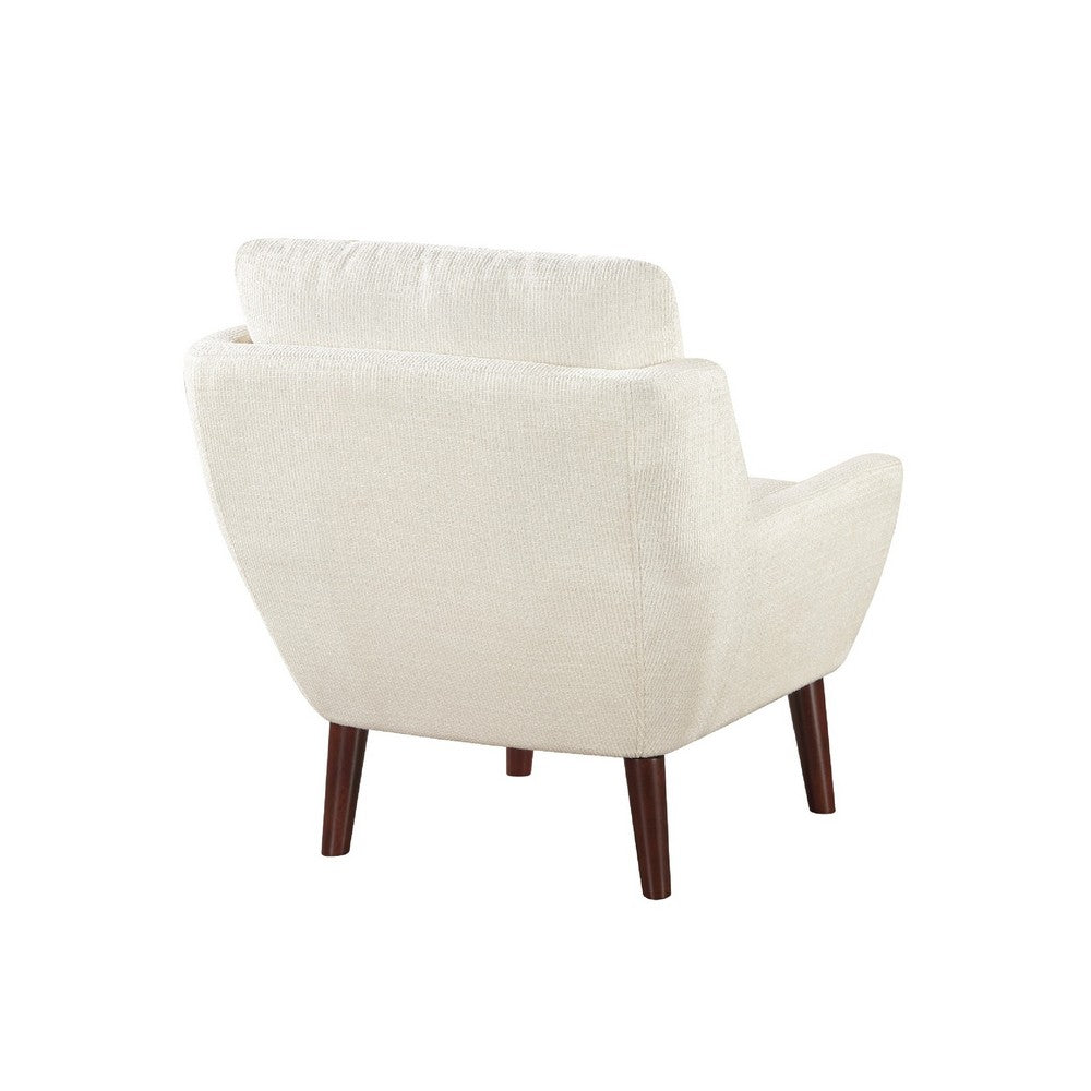 Veny Accent Armchair | Beige Chenille | Solid Wood Angled Legs