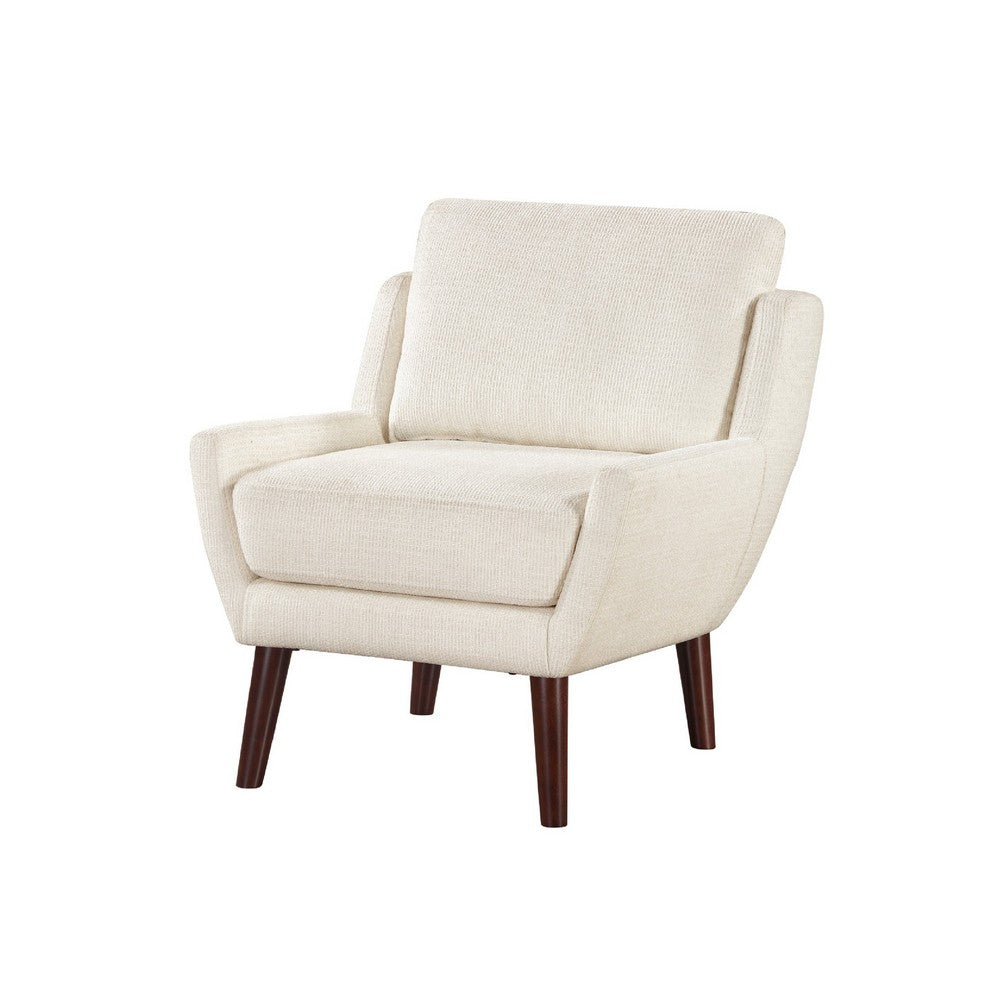 Veny Accent Armchair | Beige Chenille | Solid Wood Angled Legs