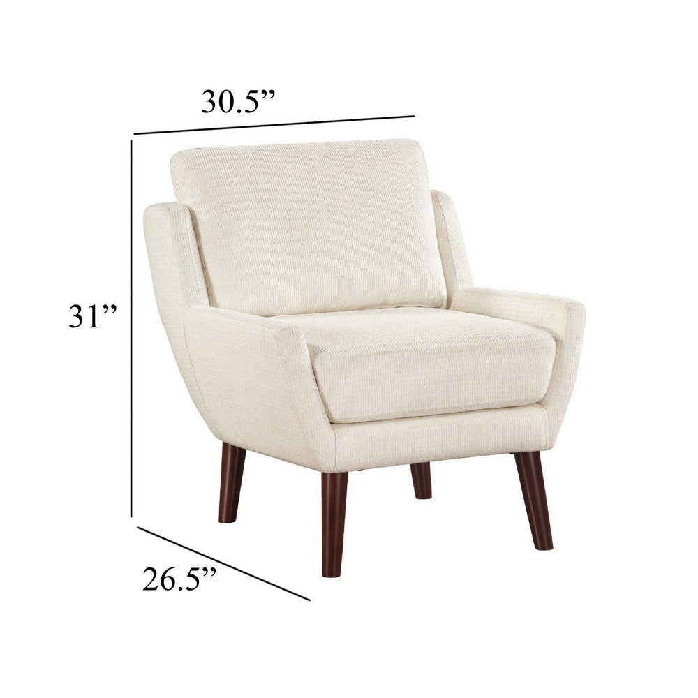 Veny Accent Armchair | Beige Chenille | Solid Wood Angled Legs