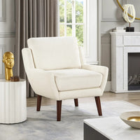 Veny Accent Armchair | Beige Chenille | Solid Wood Angled Legs
