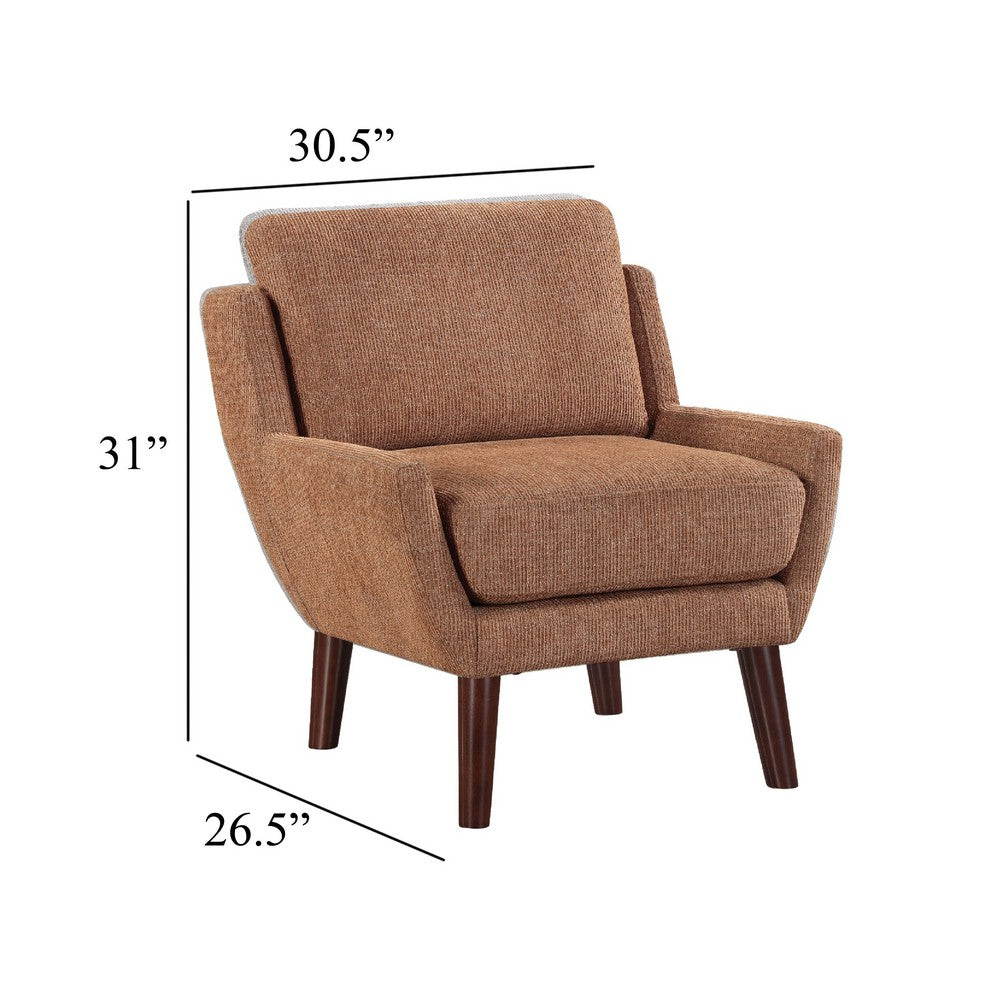 Veny Accent Armchair | Burnt Orange Chenille | Solid Wood Angled Legs