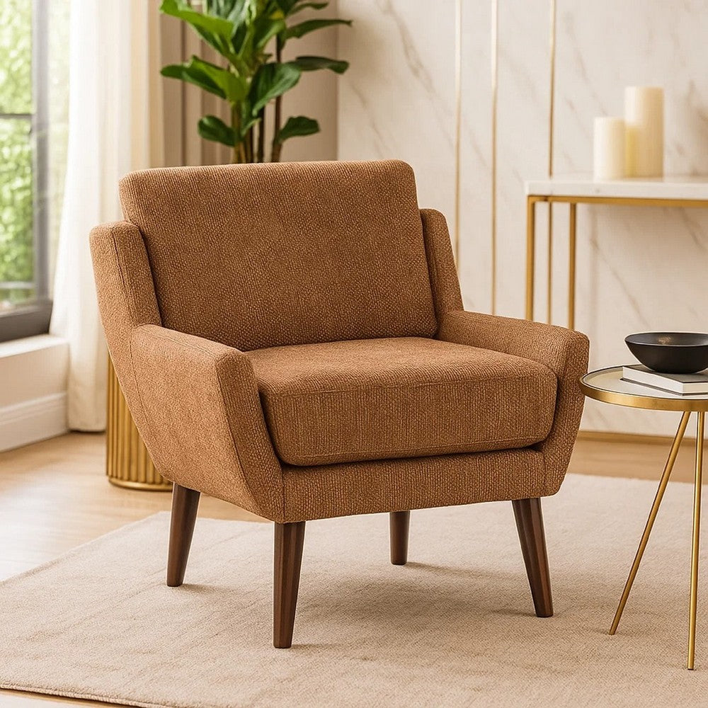 Veny Accent Armchair | Burnt Orange Chenille | Solid Wood Angled Legs