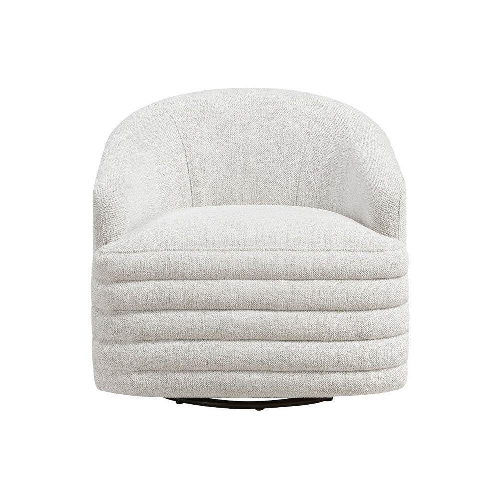 Vinn Swivel Accent Armchair | Barrel Design | Beige Chenille Fabric