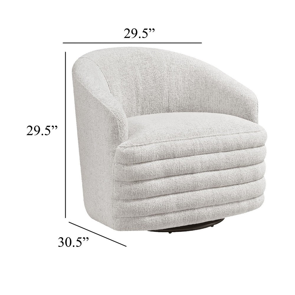 Vinn Swivel Accent Armchair | Barrel Design | Beige Chenille Fabric