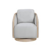 Jely Swivel Accent Armchair | Oak Brown Wood Trim and Base | Gray Polyester