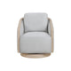Jely Swivel Accent Armchair | Oak Brown Wood Trim and Base | Gray Polyester