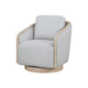 Jely Swivel Accent Armchair | Oak Brown Wood Trim and Base | Gray Polyester