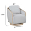 Jely Swivel Accent Armchair | Oak Brown Wood Trim and Base | Gray Polyester