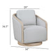 Jely Swivel Accent Armchair | Oak Brown Wood Trim and Base | Gray Polyester