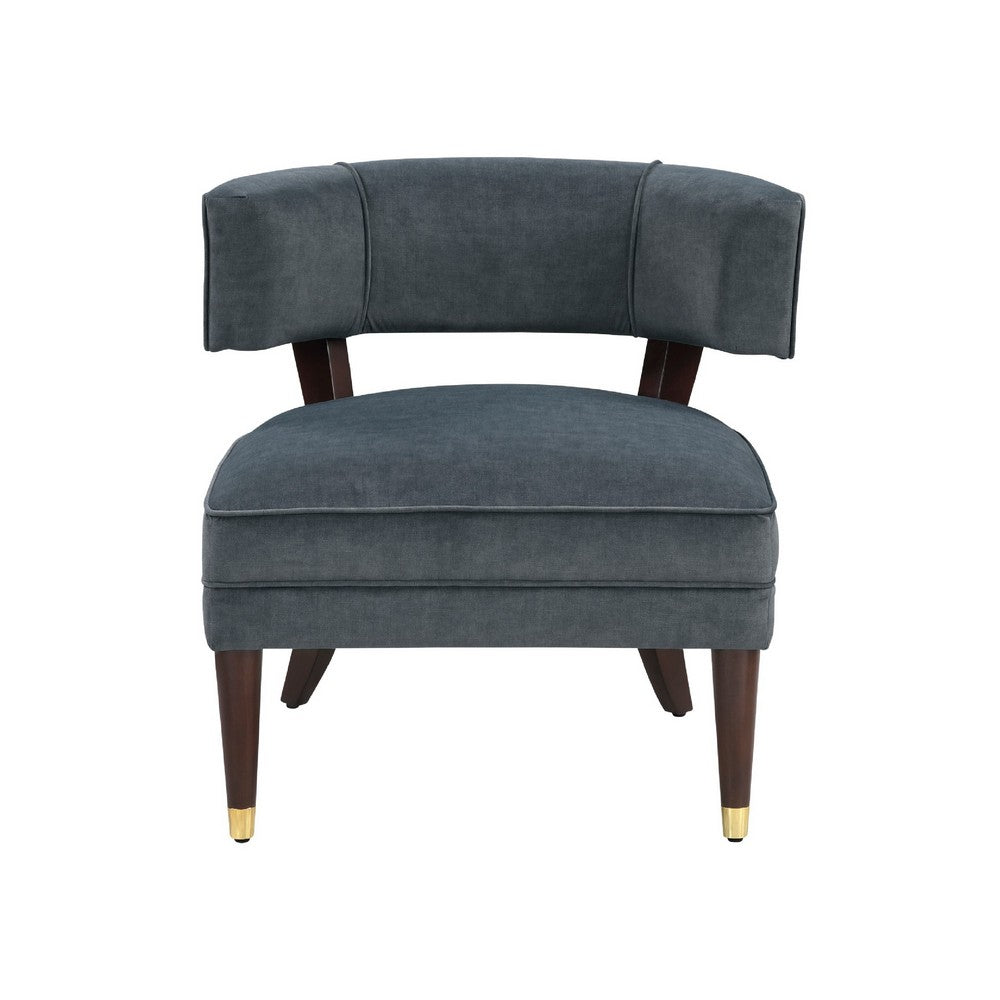 Disa Accent Armchair | Barrel Back Design | Gray Velvet | Solid Wood Legs