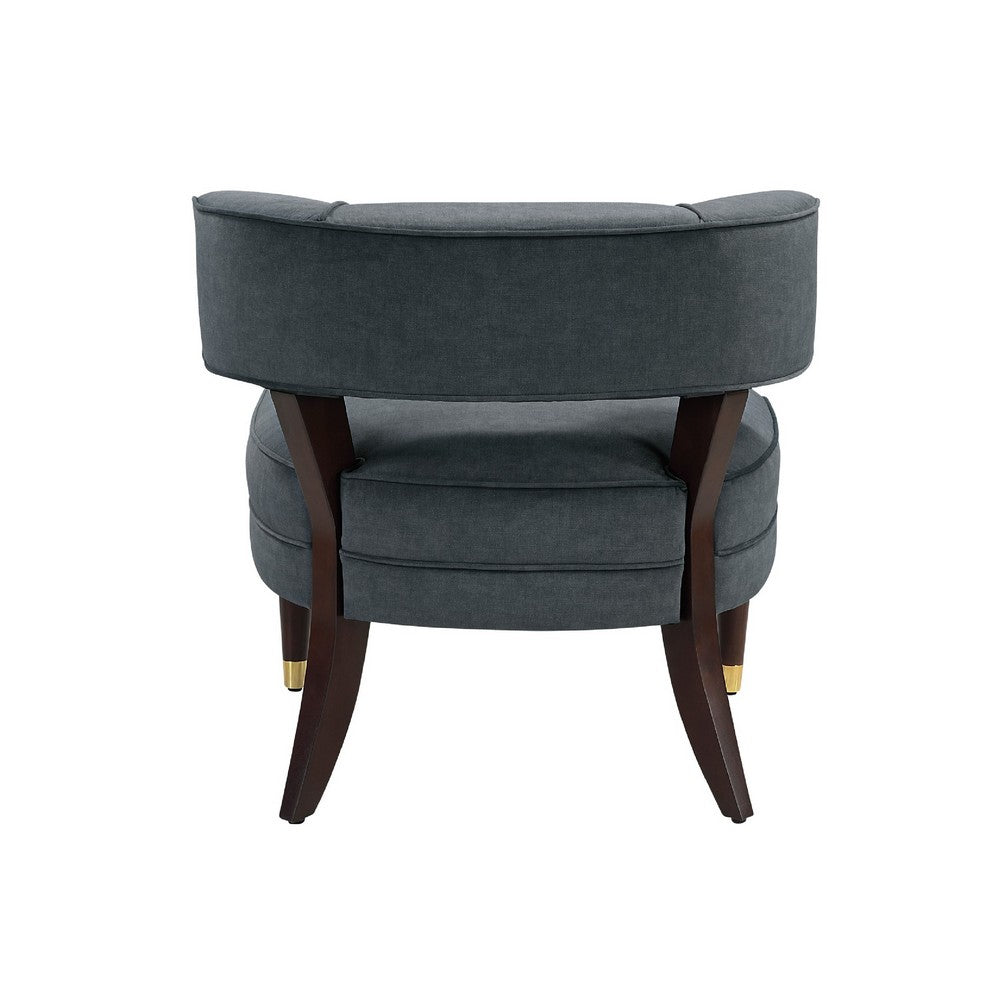 Disa Accent Armchair | Barrel Back Design | Gray Velvet | Solid Wood Legs