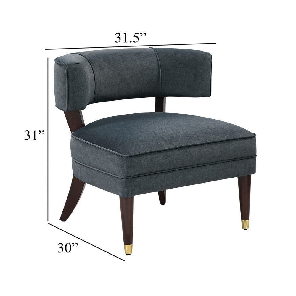 Disa Accent Armchair | Barrel Back Design | Gray Velvet | Solid Wood Legs