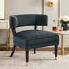 Disa Accent Armchair | Barrel Back Design | Gray Velvet | Solid Wood Legs