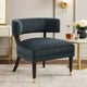 Disa Accent Armchair | Barrel Back Design | Gray Velvet | Solid Wood Legs