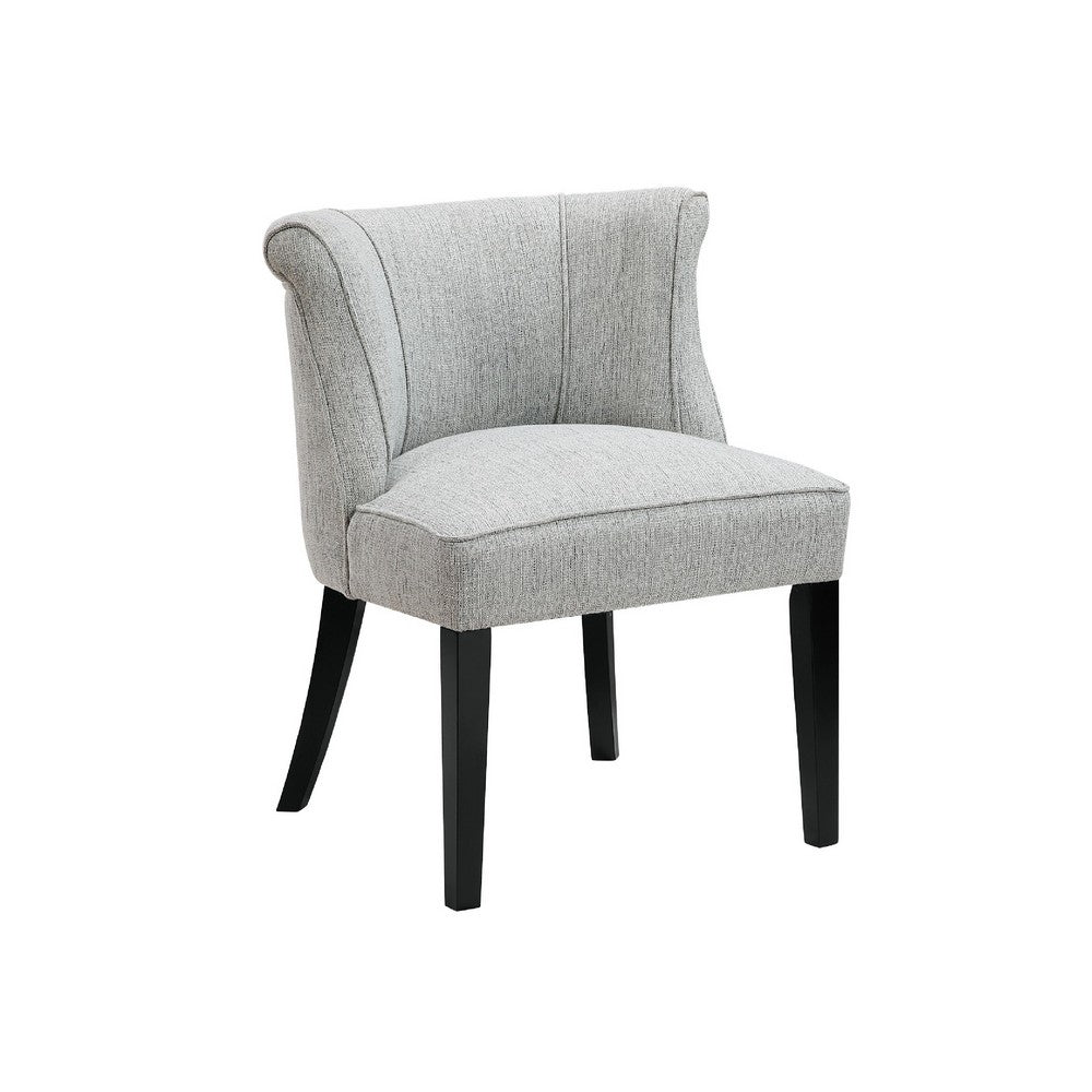 Vasu Accent Chair | Vertical Accents on Curved Back | Gray Polyester