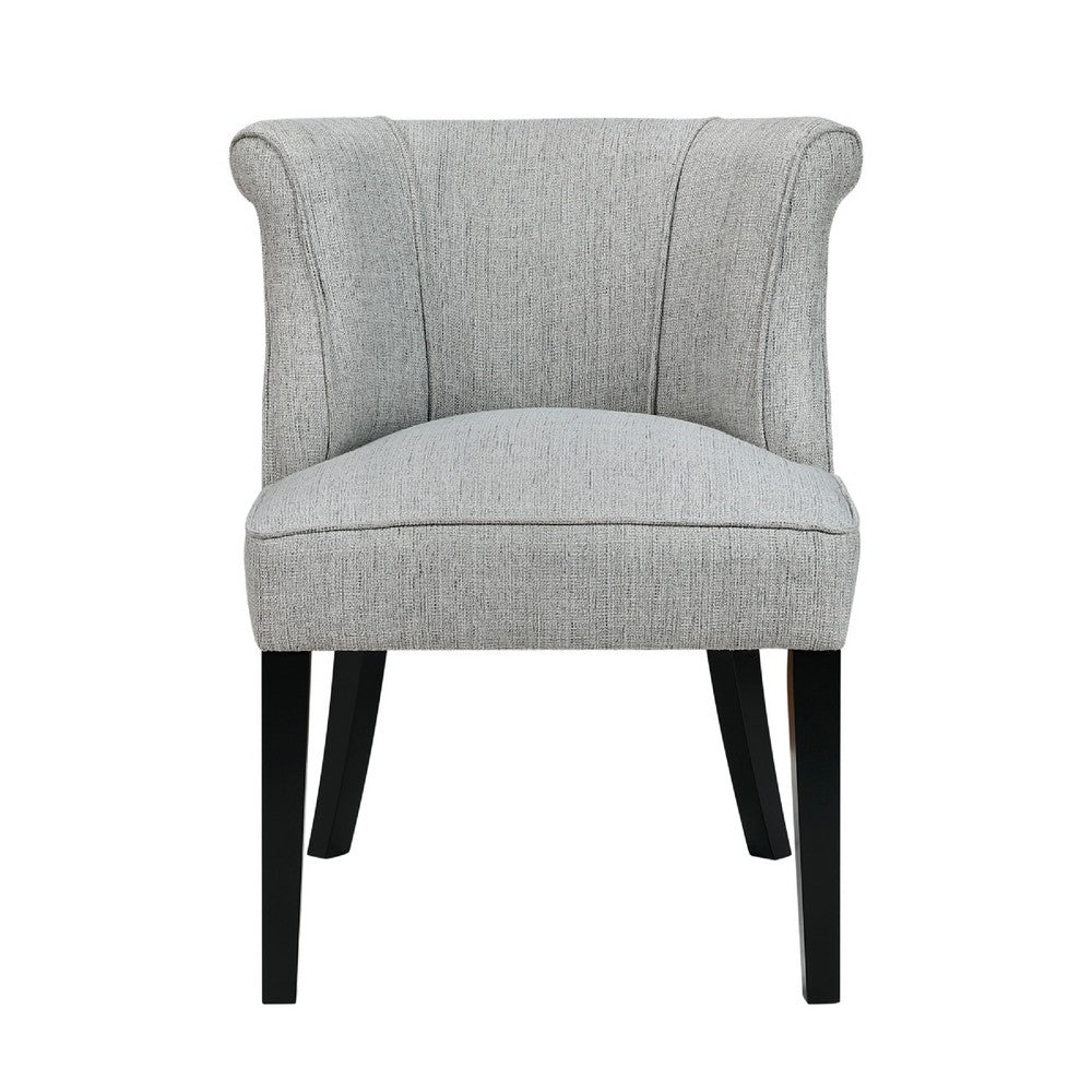 Vasu Accent Chair | Vertical Accents on Curved Back | Gray Polyester