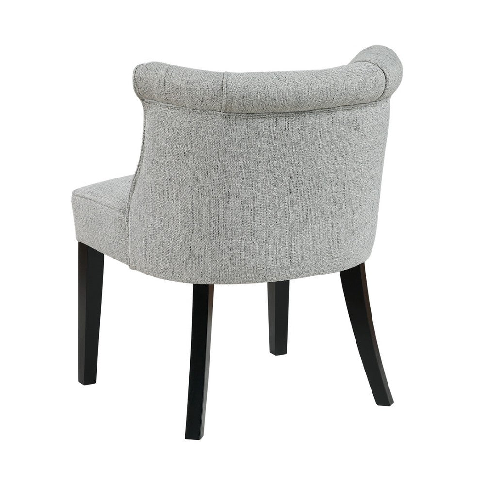 Vasu Accent Chair | Vertical Accents on Curved Back | Gray Polyester