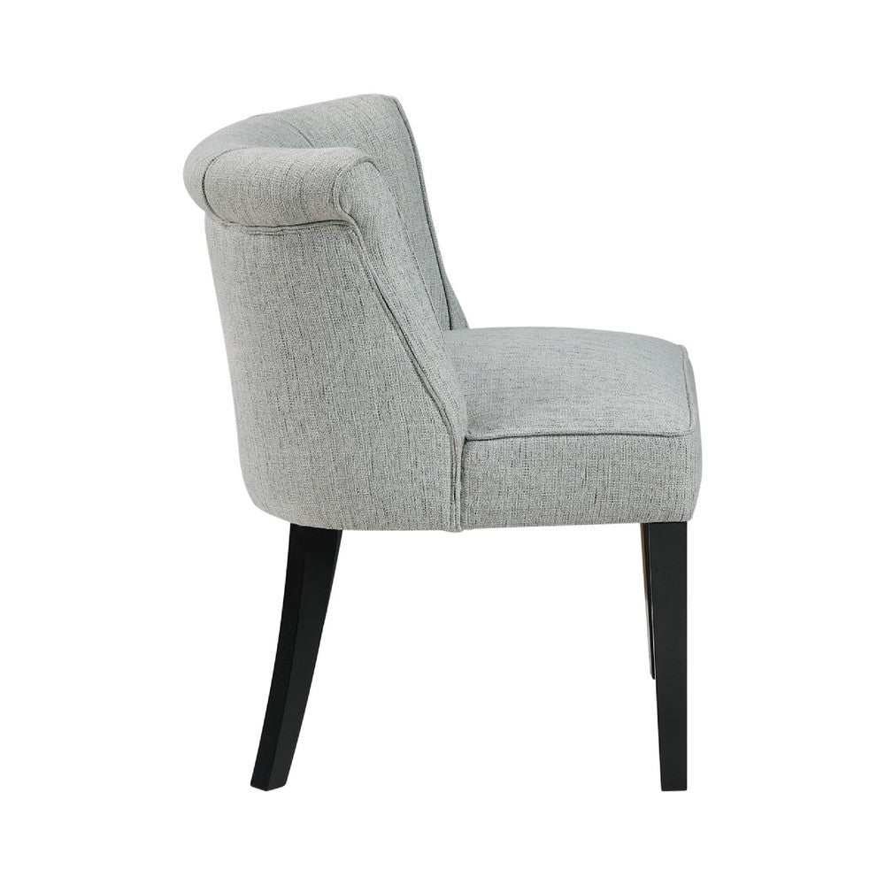 Vasu Accent Chair | Vertical Accents on Curved Back | Gray Polyester