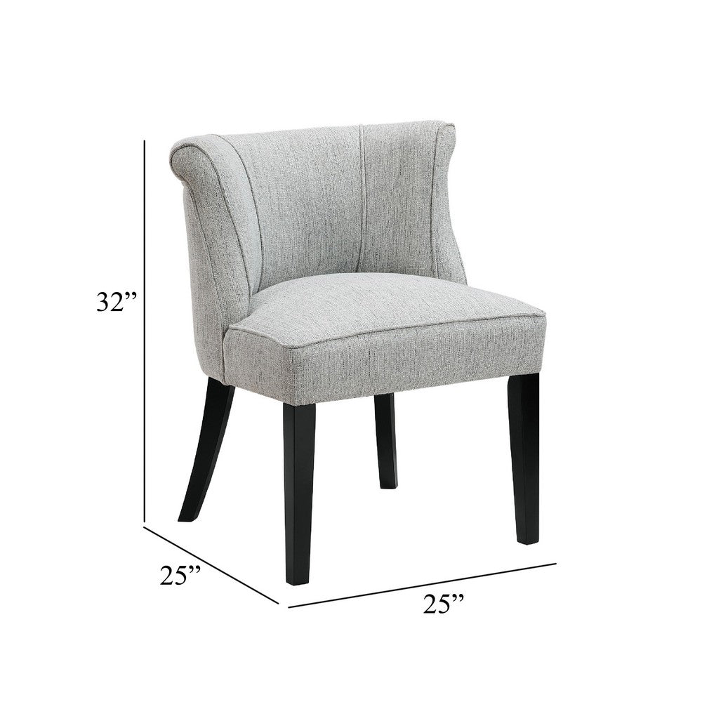 Vasu Accent Chair | Vertical Accents on Curved Back | Gray Polyester
