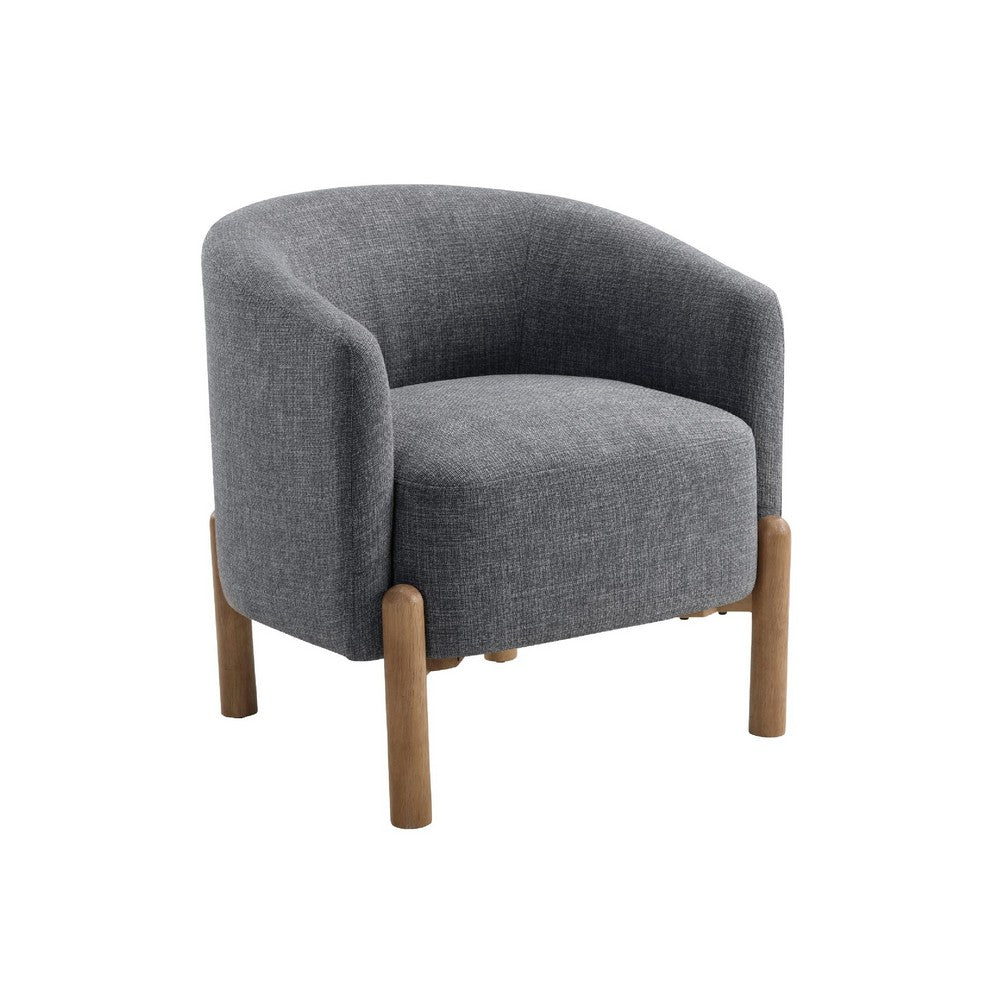 Diya Barrel Style Accent Chair | Gray Polyester | Light Brown Wood Legs