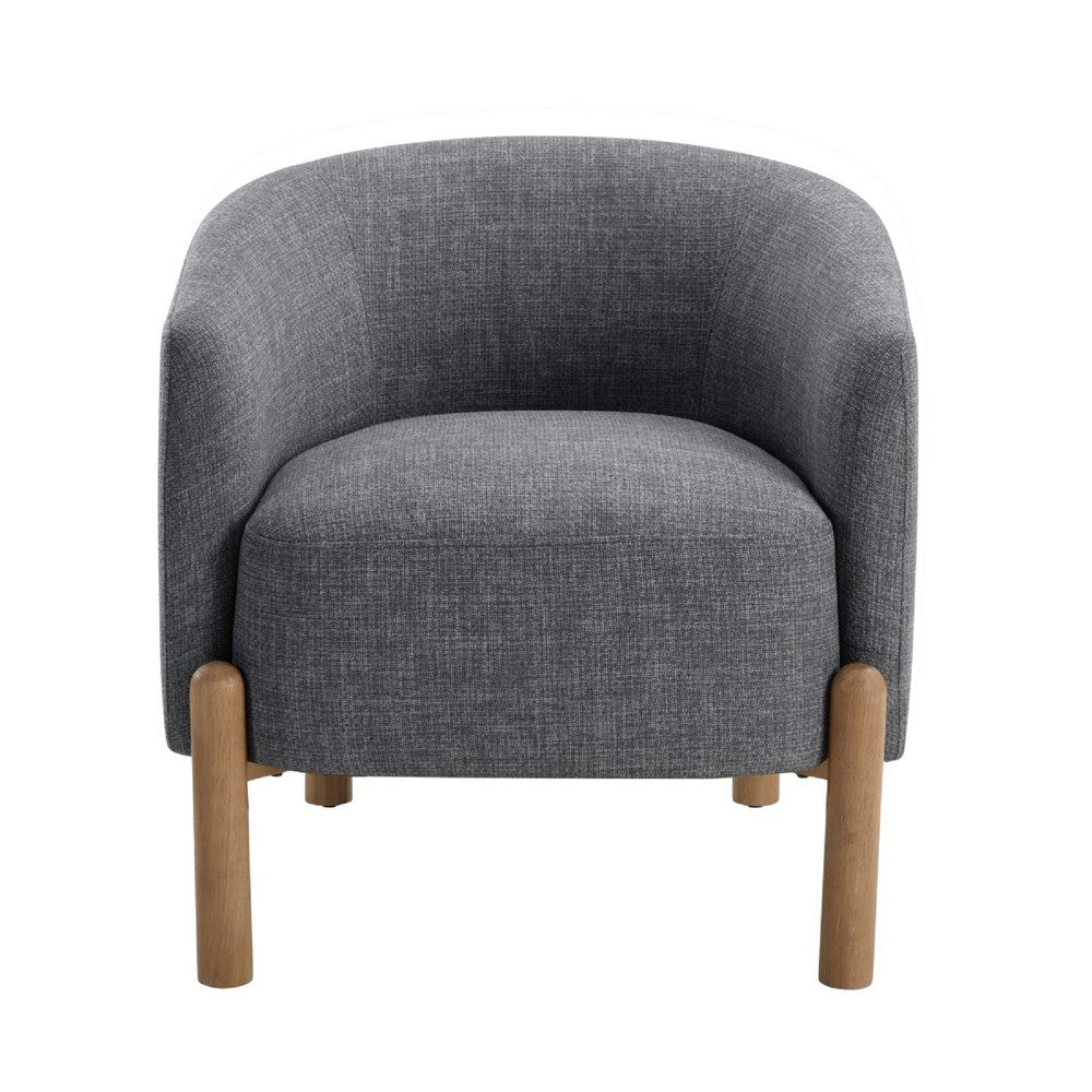 Diya Barrel Style Accent Chair | Gray Polyester | Light Brown Wood Legs