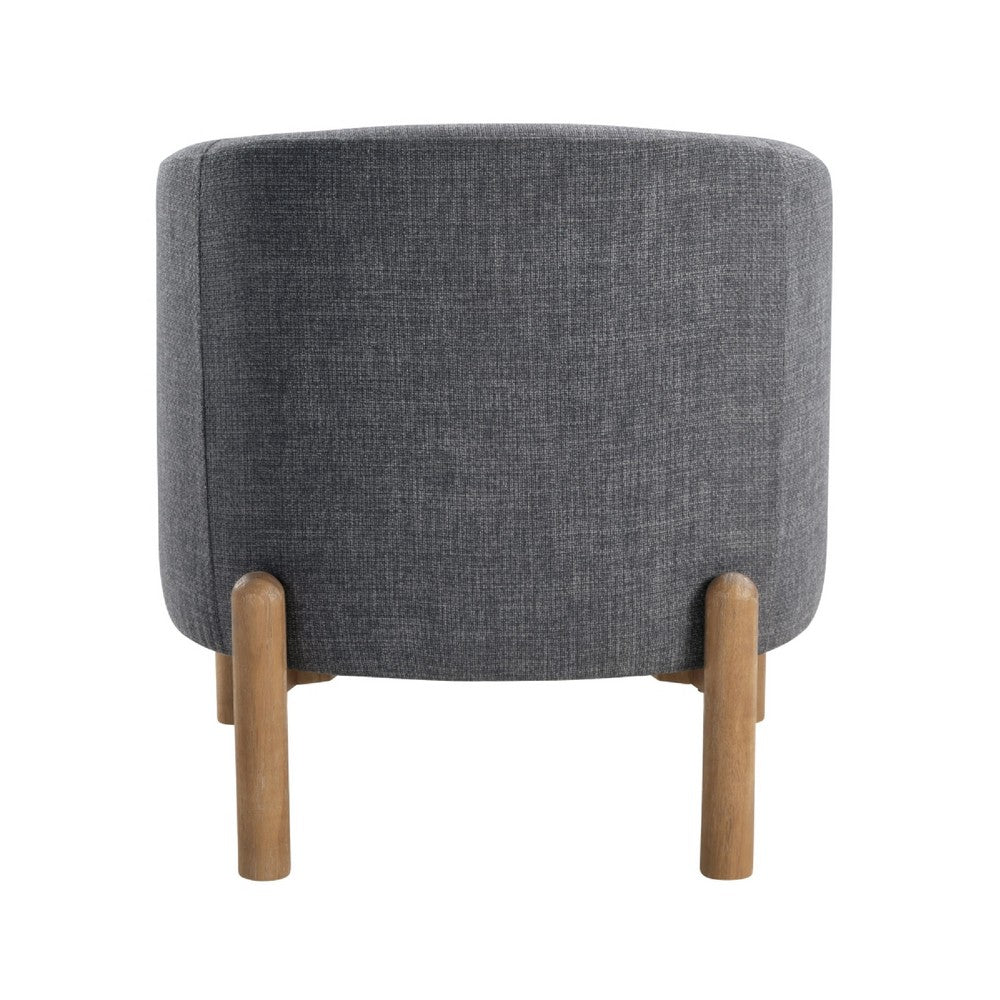 Diya Barrel Style Accent Chair | Gray Polyester | Light Brown Wood Legs