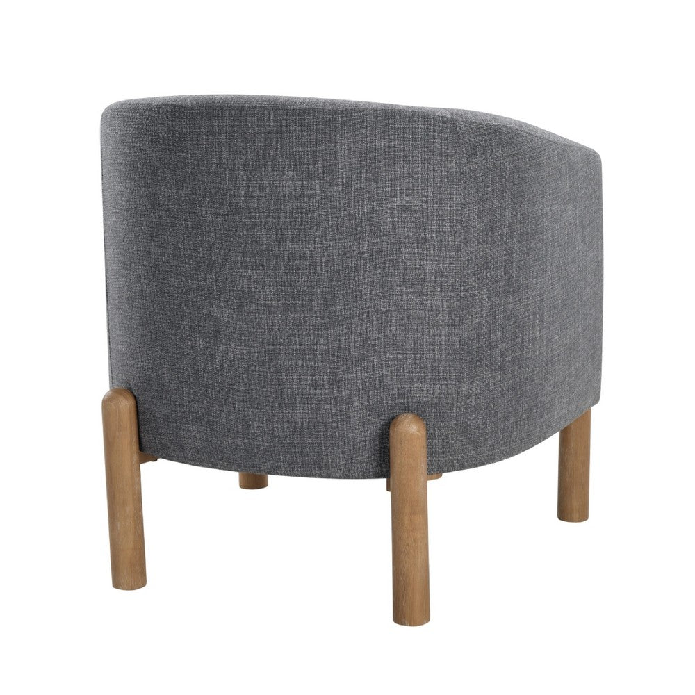 Diya Barrel Style Accent Chair | Gray Polyester | Light Brown Wood Legs