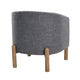 Diya Barrel Style Accent Chair | Gray Polyester | Light Brown Wood Legs